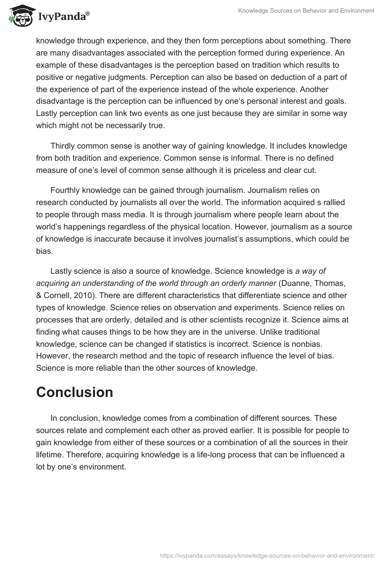 Knowledge Sources on Behavior and Environment. Page 2