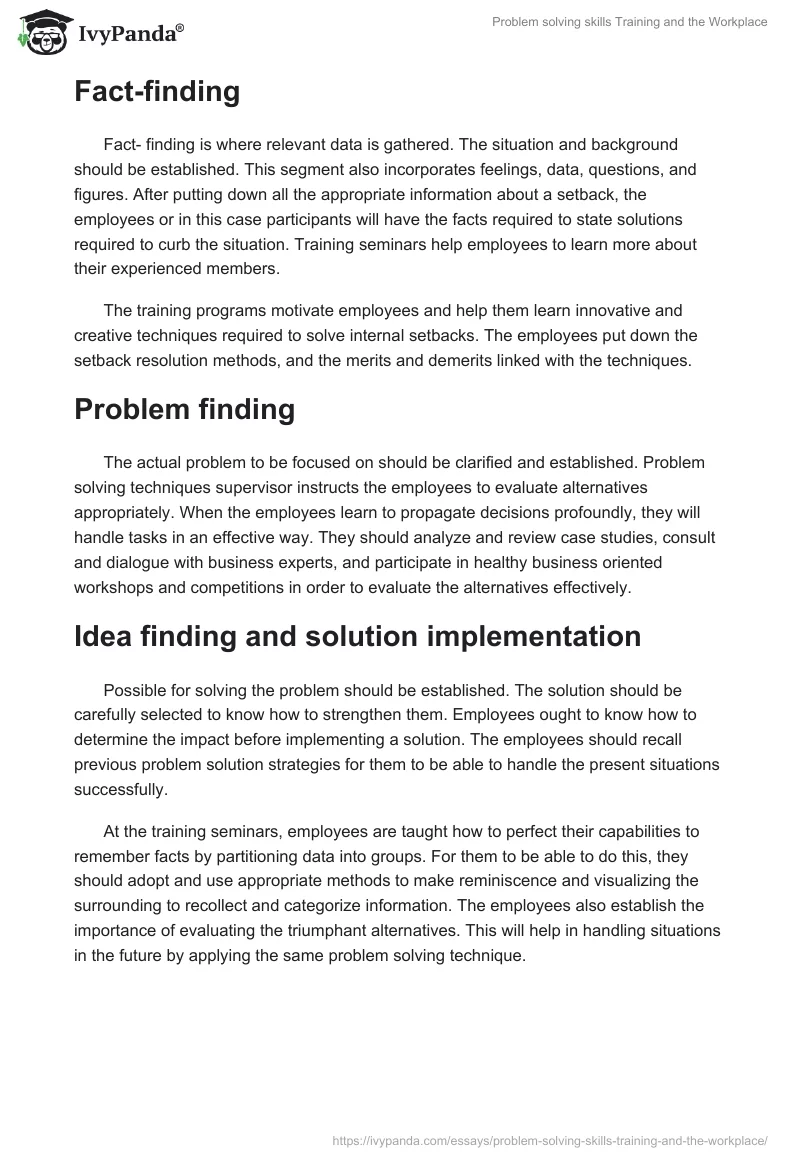 Problem Solving Skills Training and the Workplace. Page 2