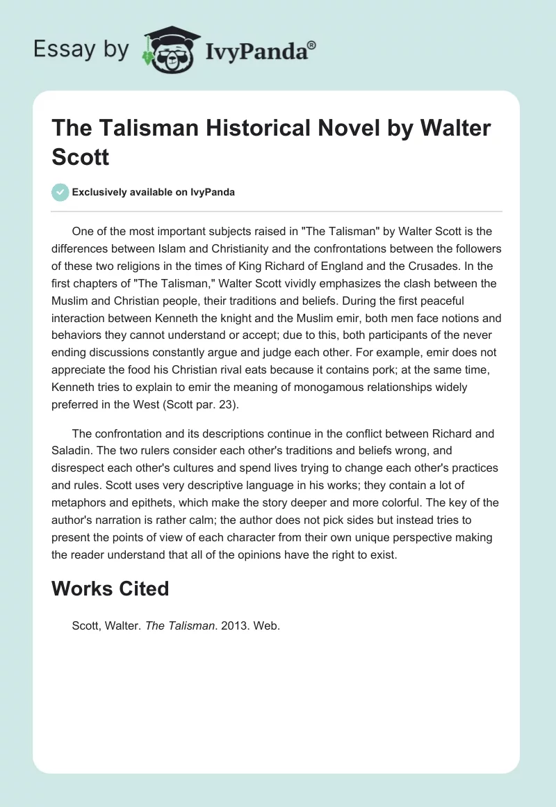 "The Talisman" Historical Novel by Walter Scott. Page 1