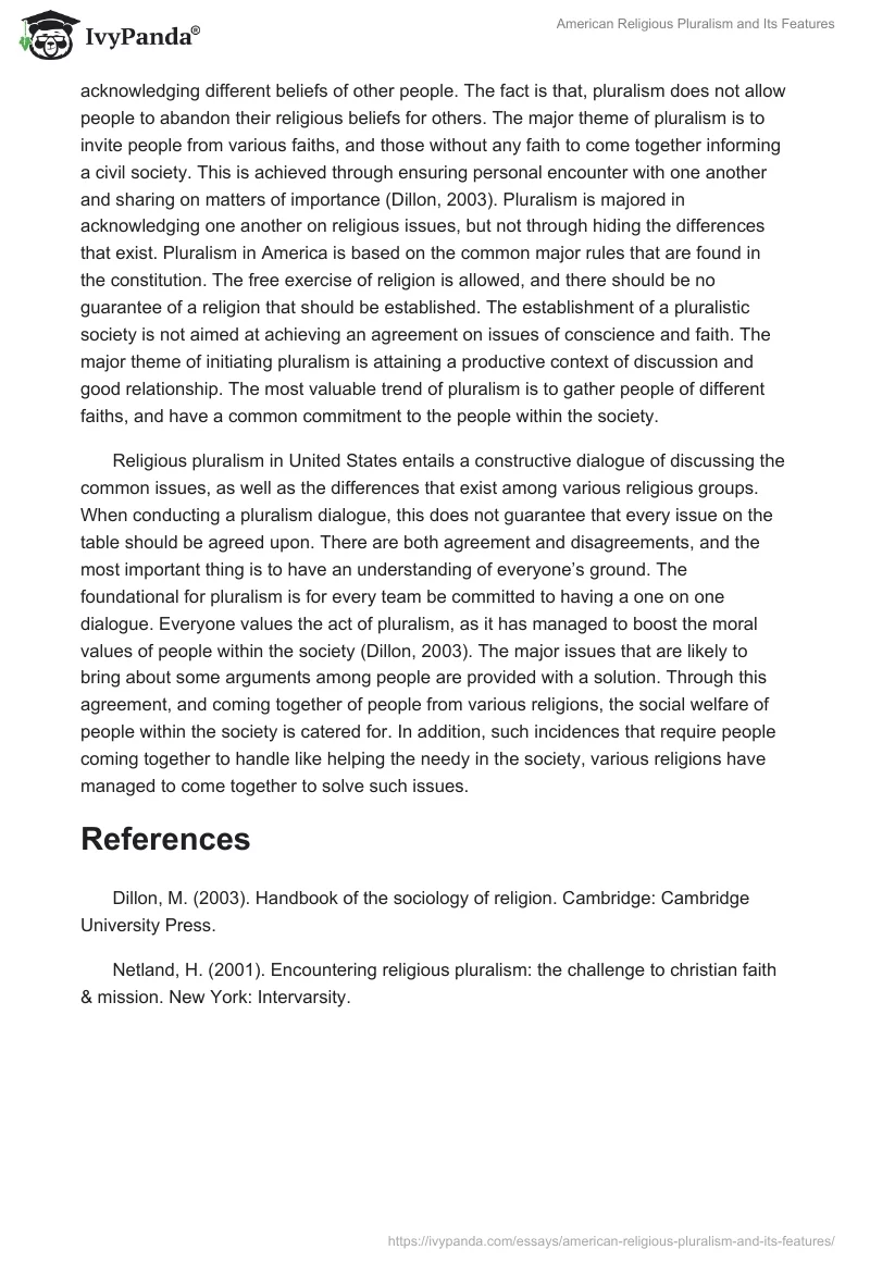 American Religious Pluralism and Its Features. Page 2