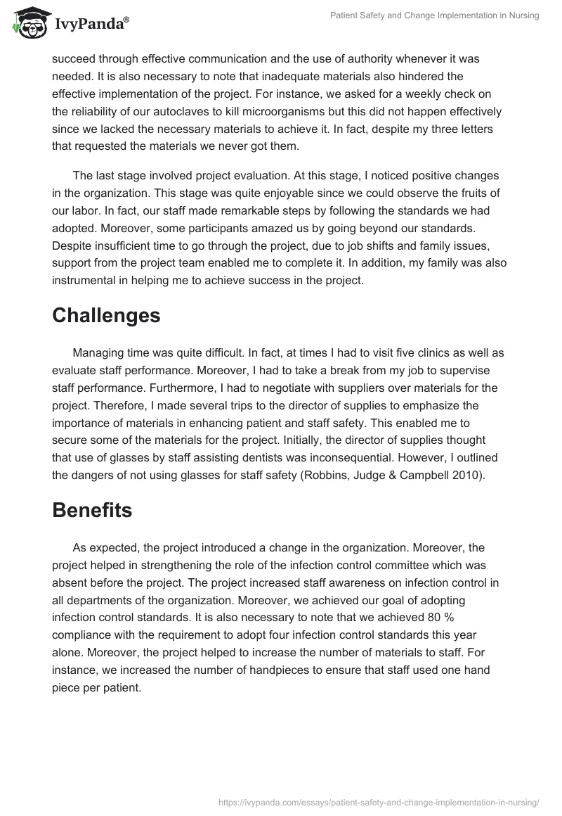 Patient Safety and Change Implementation in Nursing. Page 3