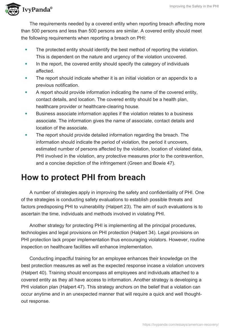 Improving the Safety in the PHI. Page 3