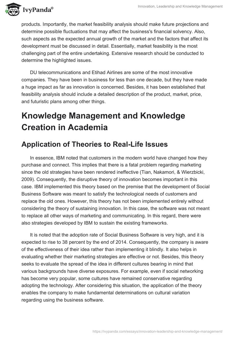 Innovation, Leadership and Knowledge Management. Page 3