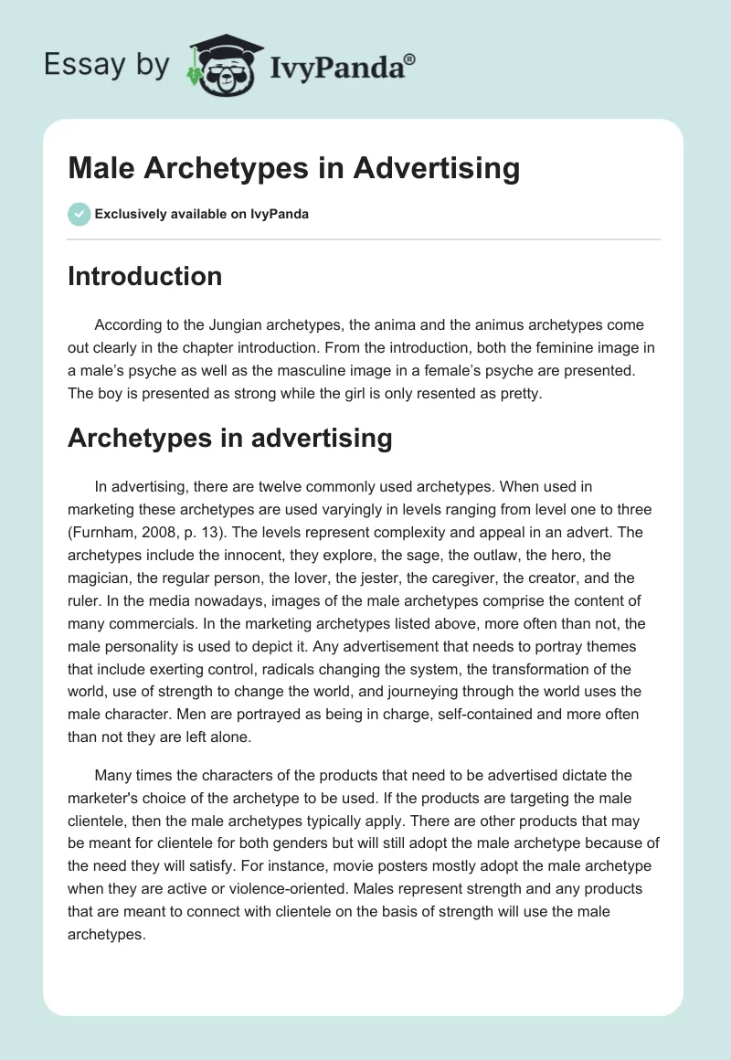Male Archetypes in Advertising. Page 1