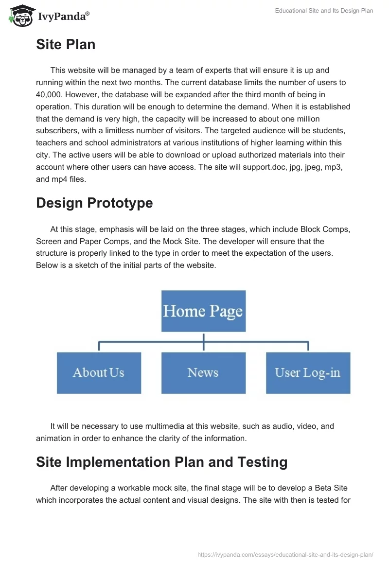 Educational Site and Its Design Plan. Page 2