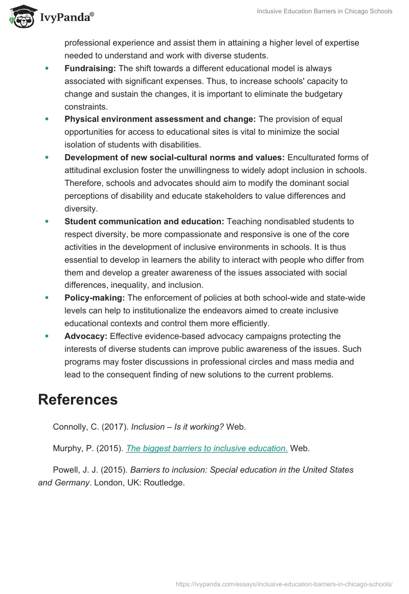 Inclusive Education Barriers in Chicago Schools. Page 2