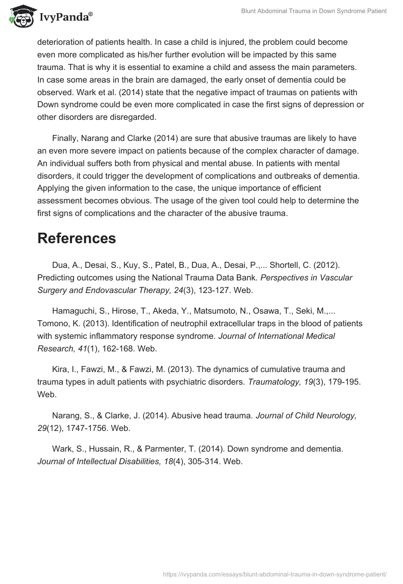 Blunt Abdominal Trauma in Down Syndrome Patient. Page 2