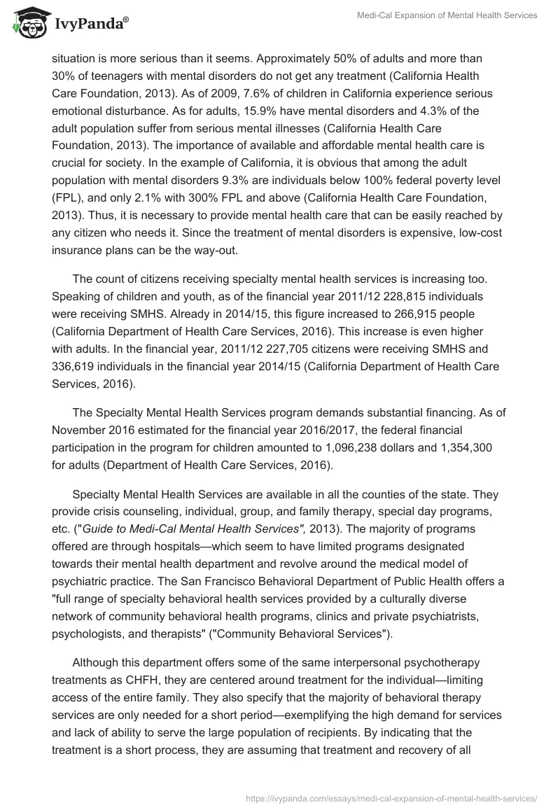 Medi-Cal Expansion of Mental Health Services. Page 2