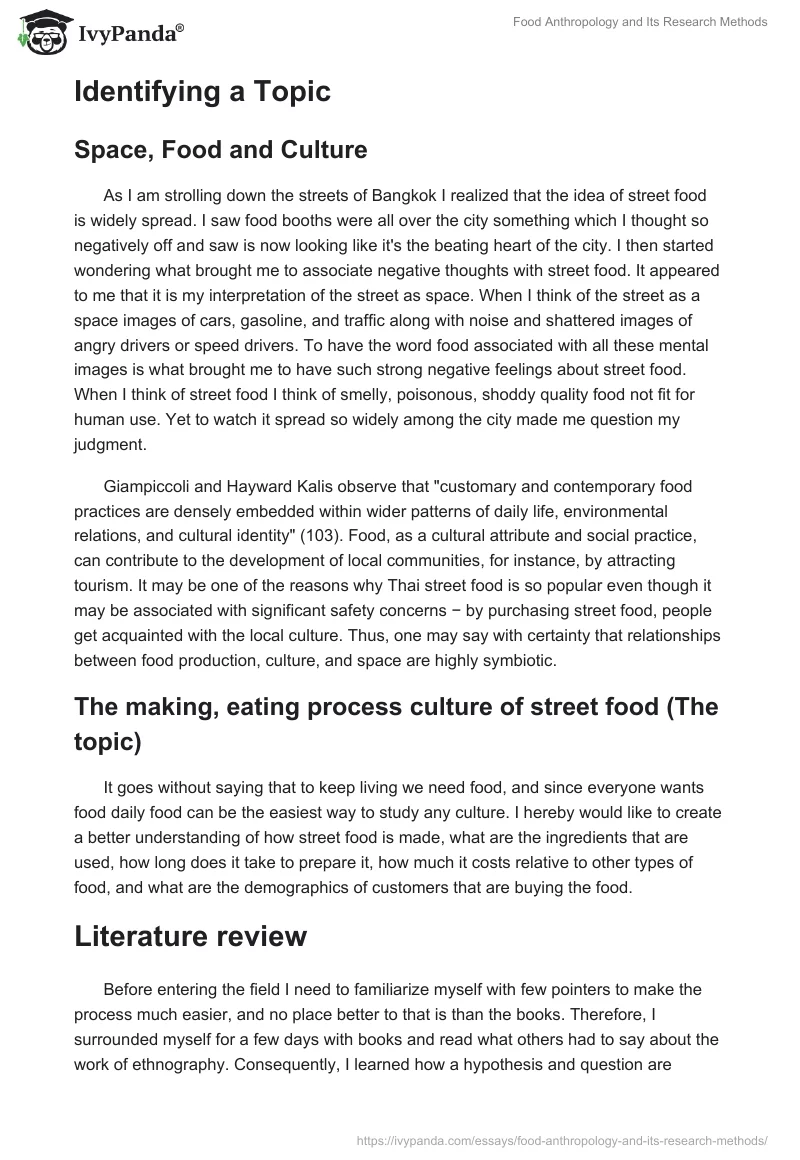Food Anthropology and Its Research Methods. Page 2