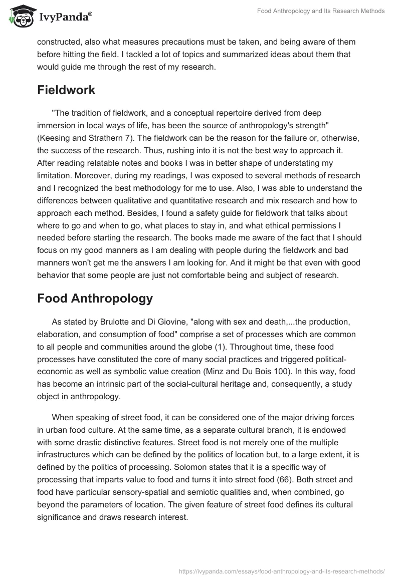 Food Anthropology and Its Research Methods. Page 3