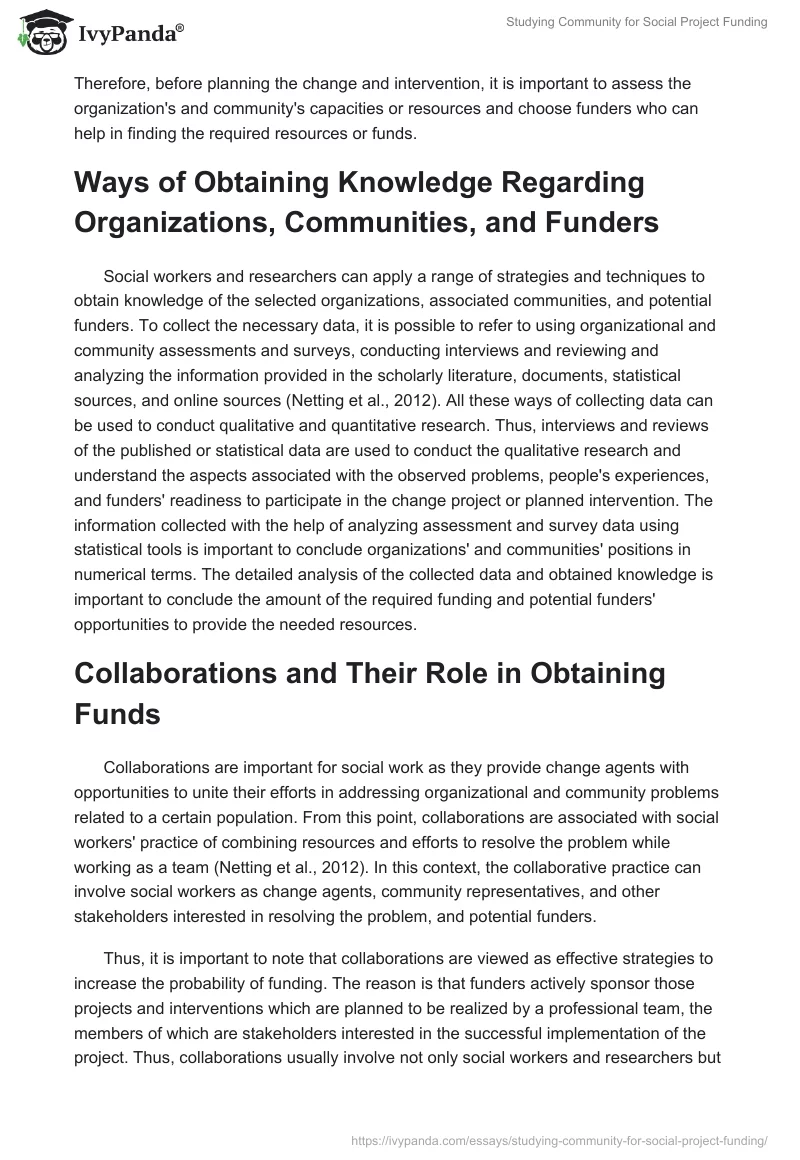 Studying Community for Social Project Funding. Page 2