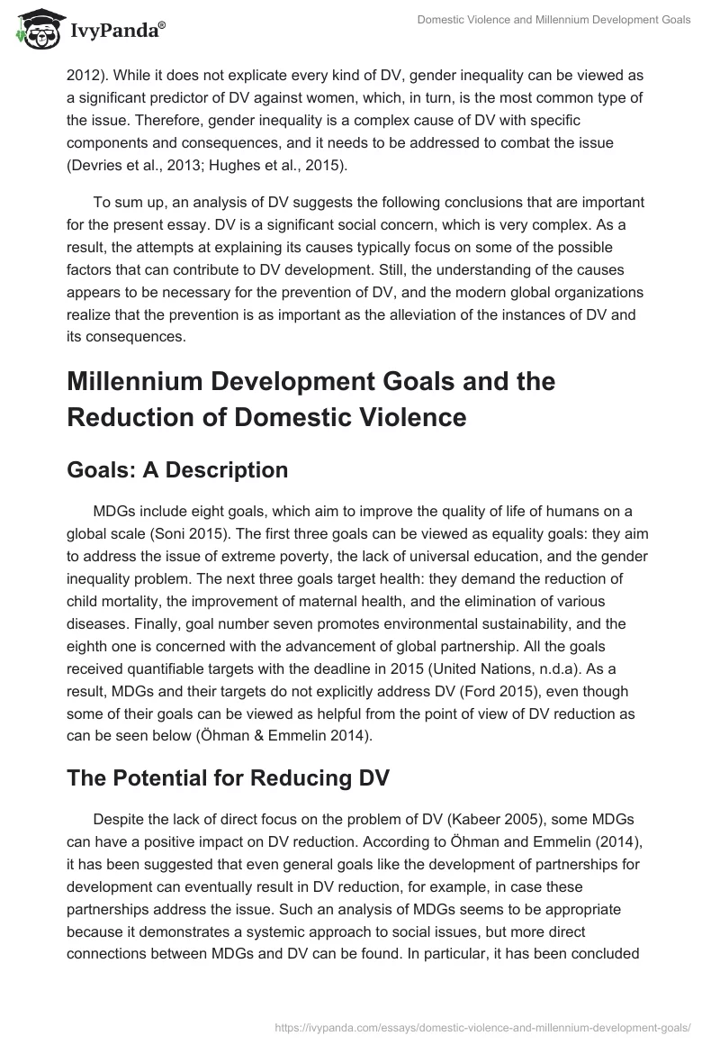 Domestic Violence and Millennium Development Goals. Page 4