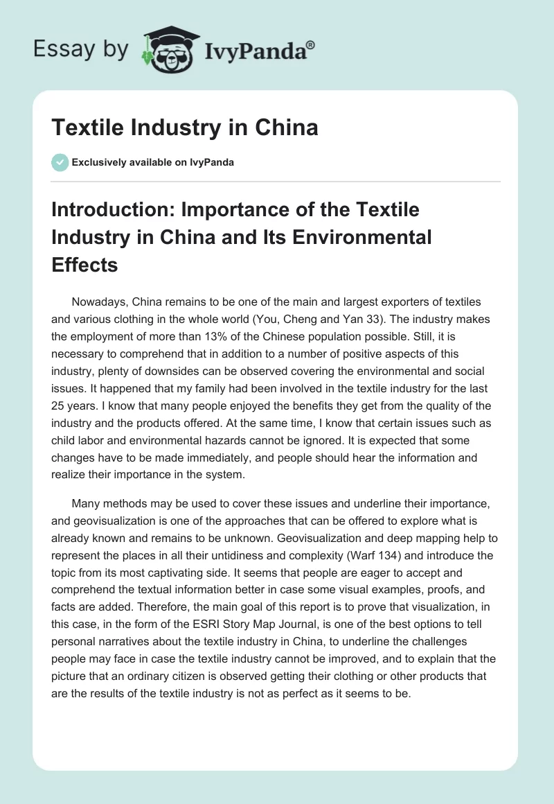 Textile Industry in China. Page 1
