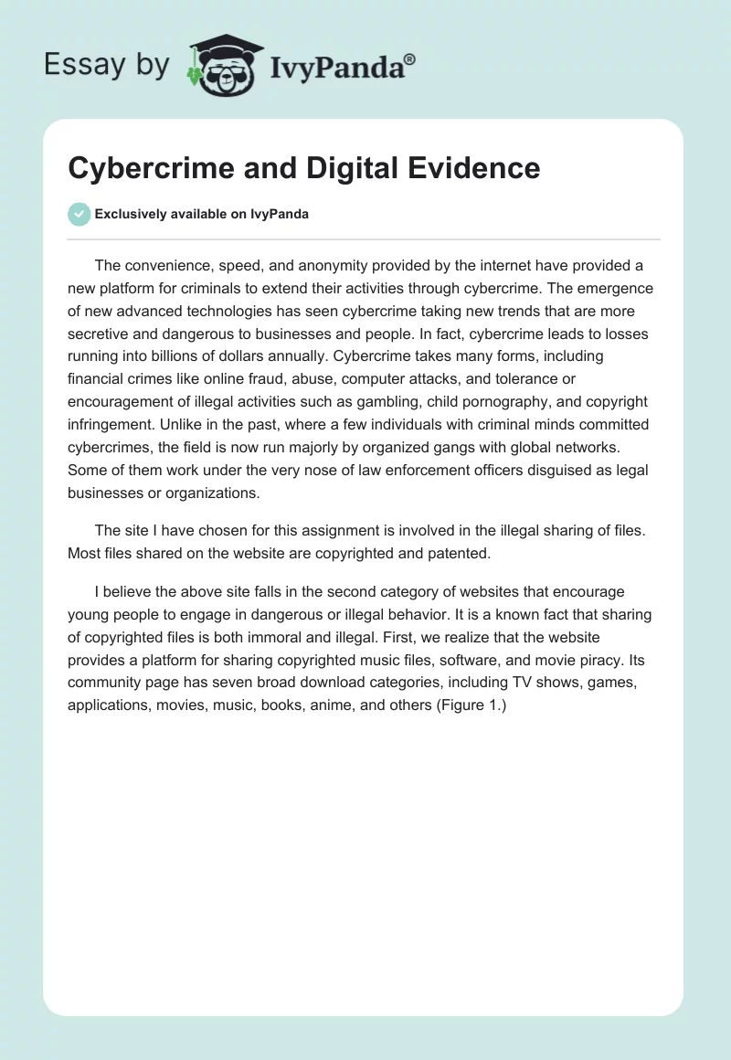Cybercrime and Digital Evidence. Page 1