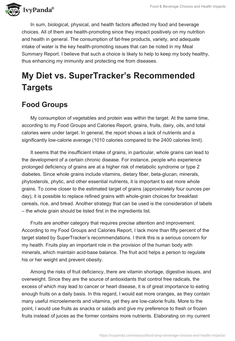 Food & Beverage Choices and Health Impacts. Page 2