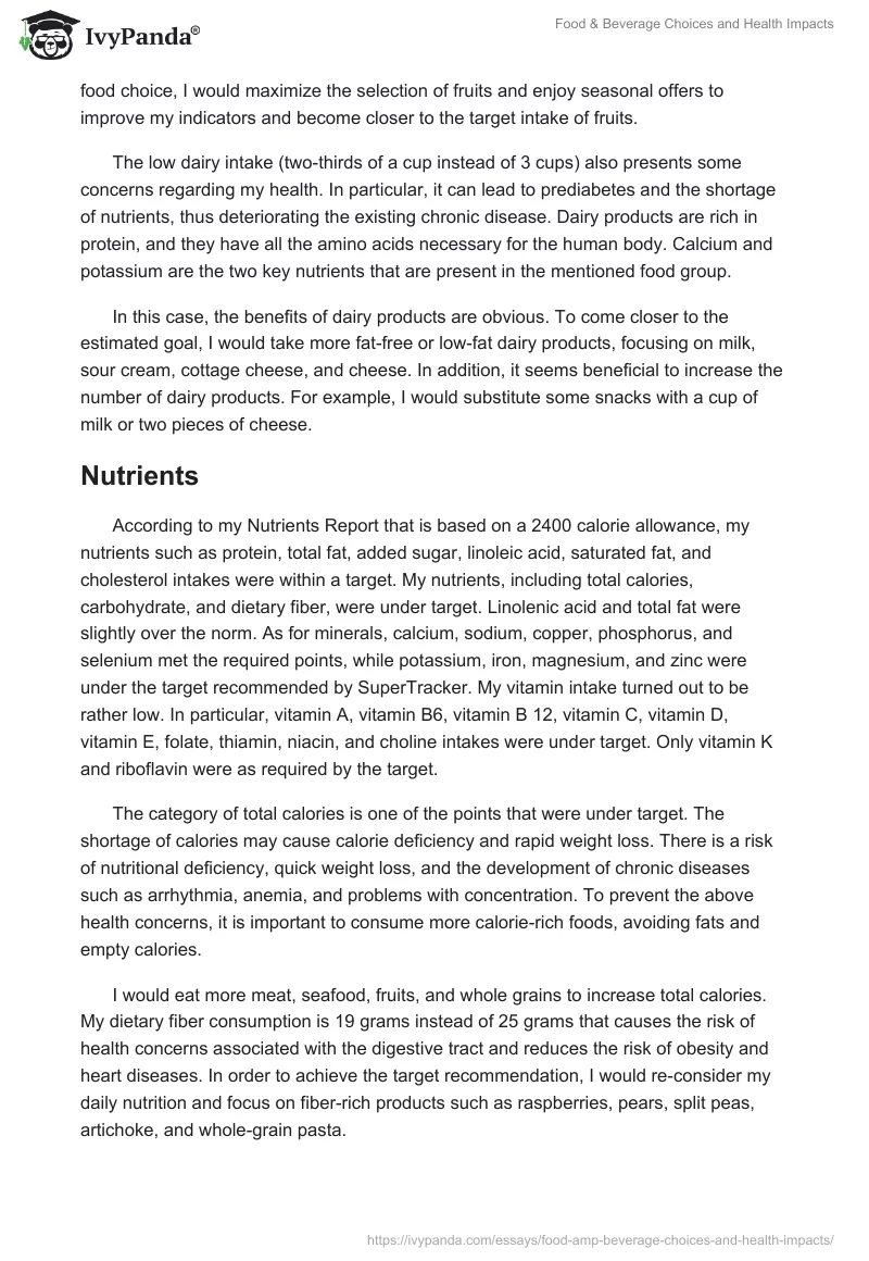 Food & Beverage Choices and Health Impacts. Page 3