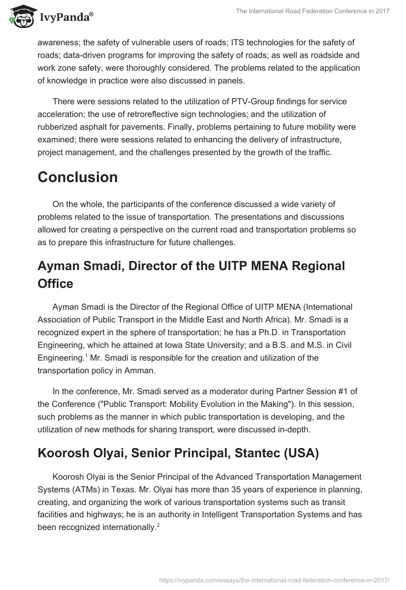 The International Road Federation Conference in 2017. Page 2