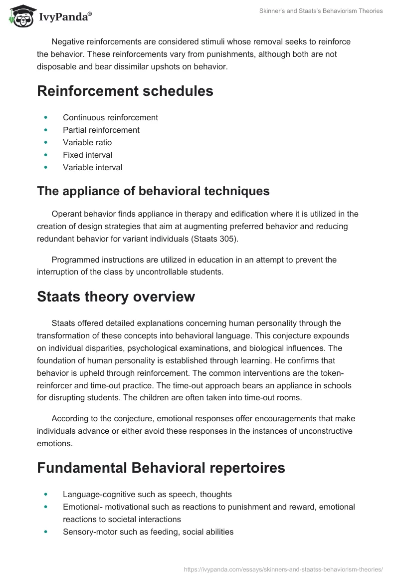 Skinner’s and Staats’s Behaviorism Theories. Page 3