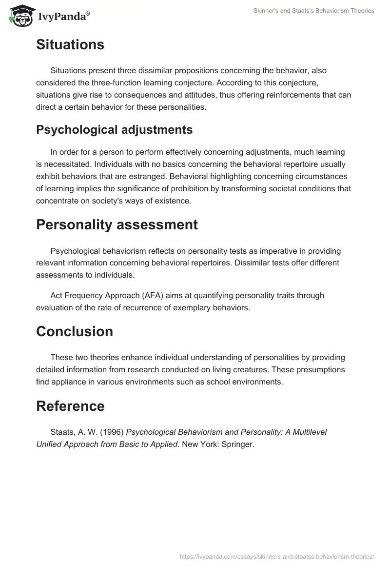 Skinner’s and Staats’s Behaviorism Theories. Page 4