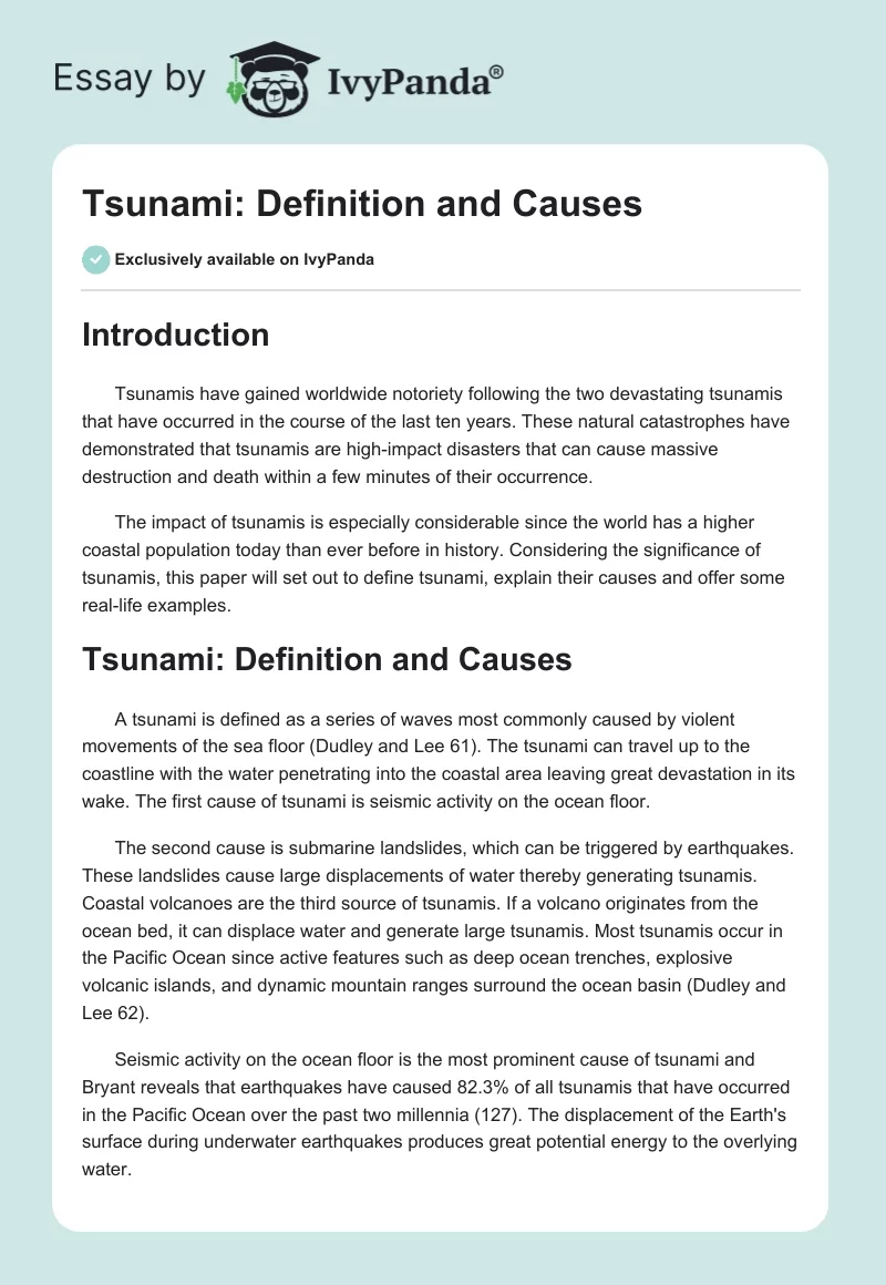 Tsunami: Definition and Causes. Page 1