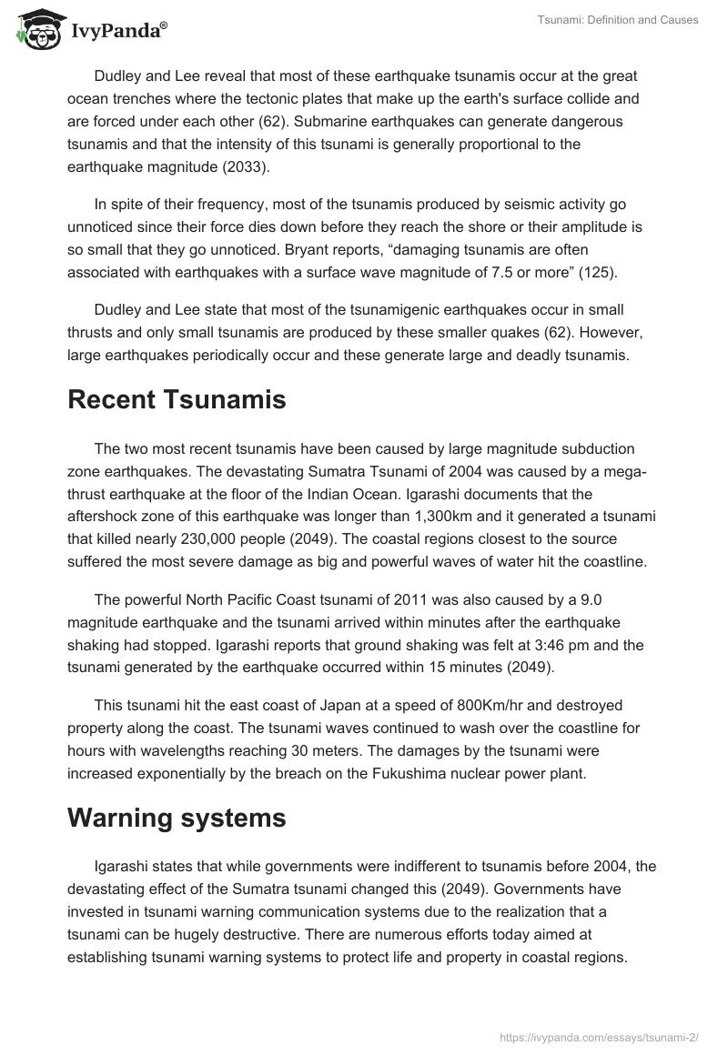 Tsunami: Definition and Causes. Page 2