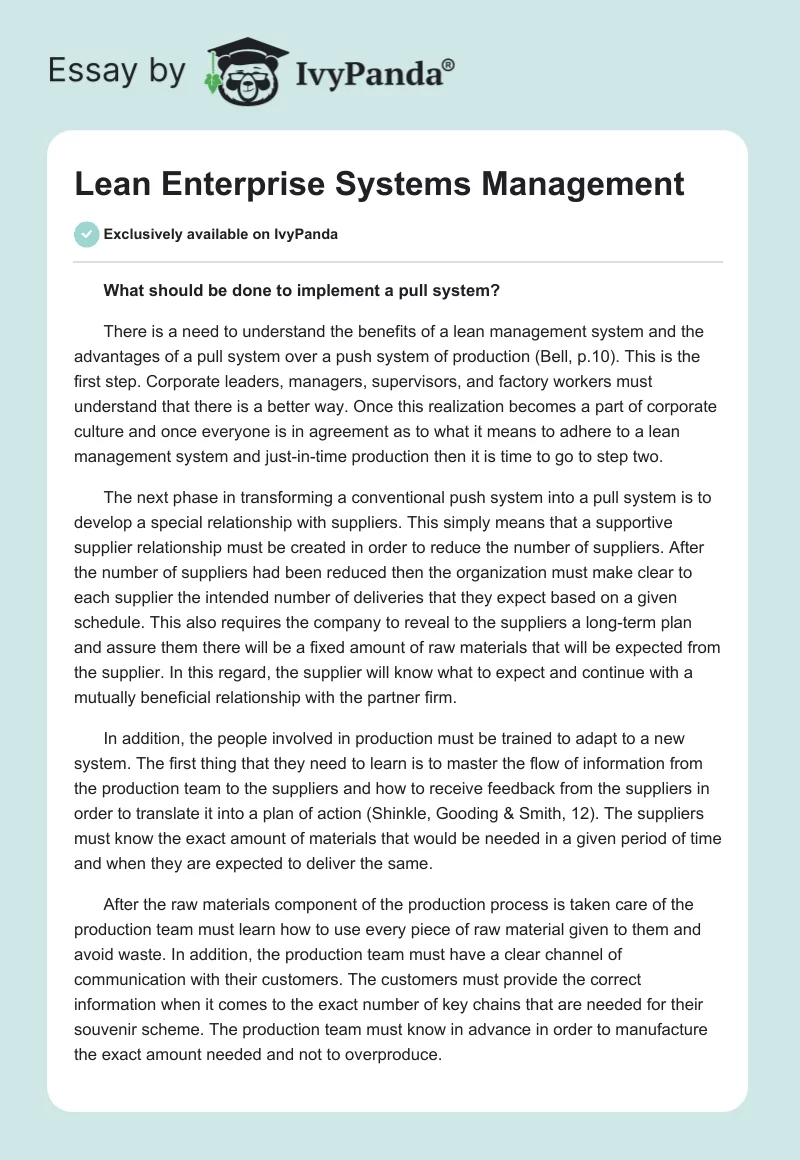 Lean Enterprise Systems Management. Page 1