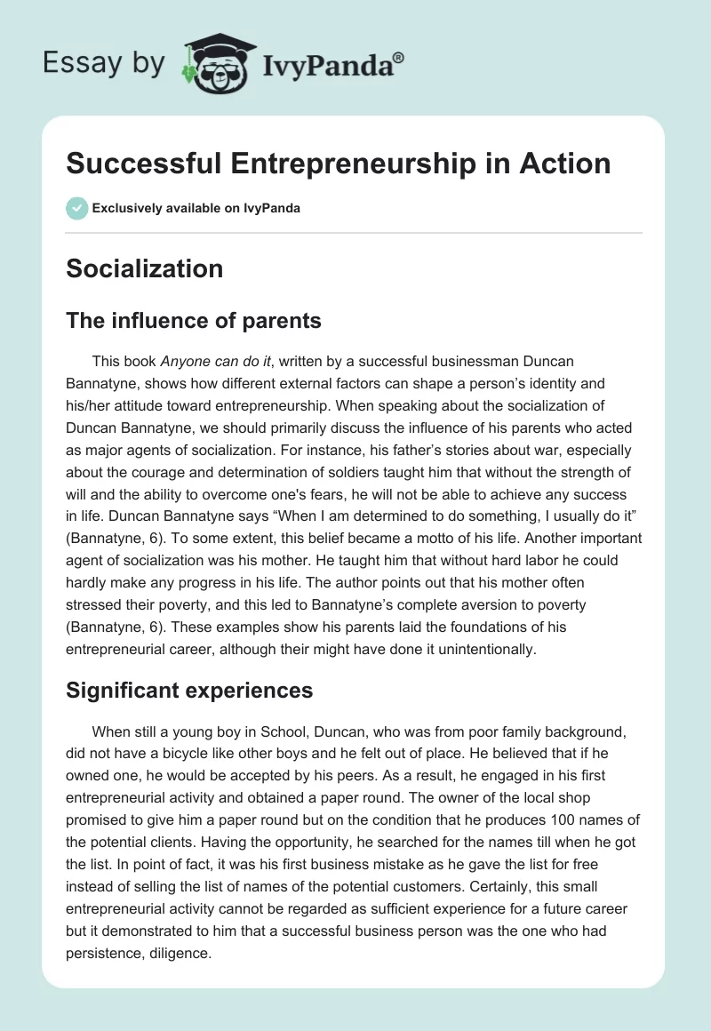 Successful Entrepreneurship in Action. Page 1