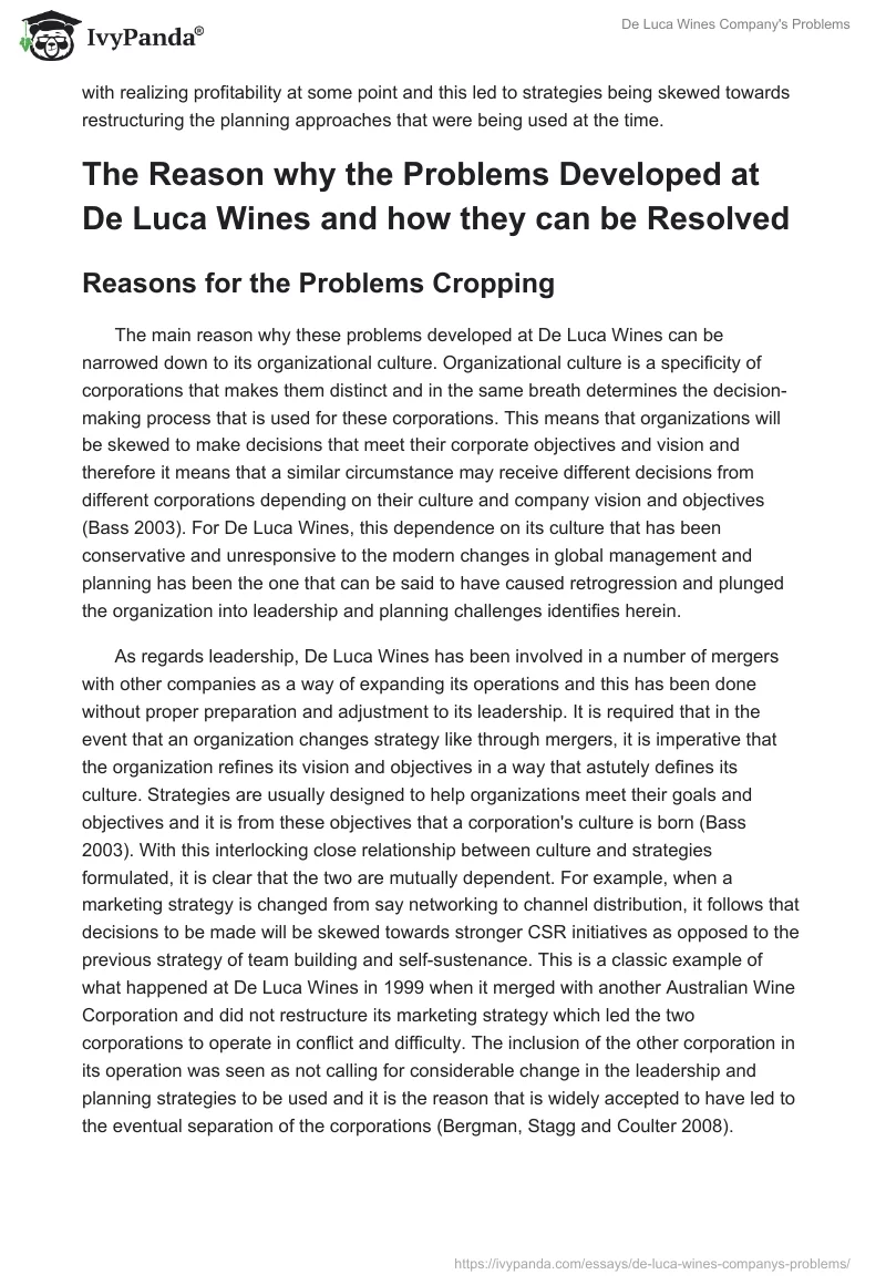 De Luca Wines Company's Problems. Page 2