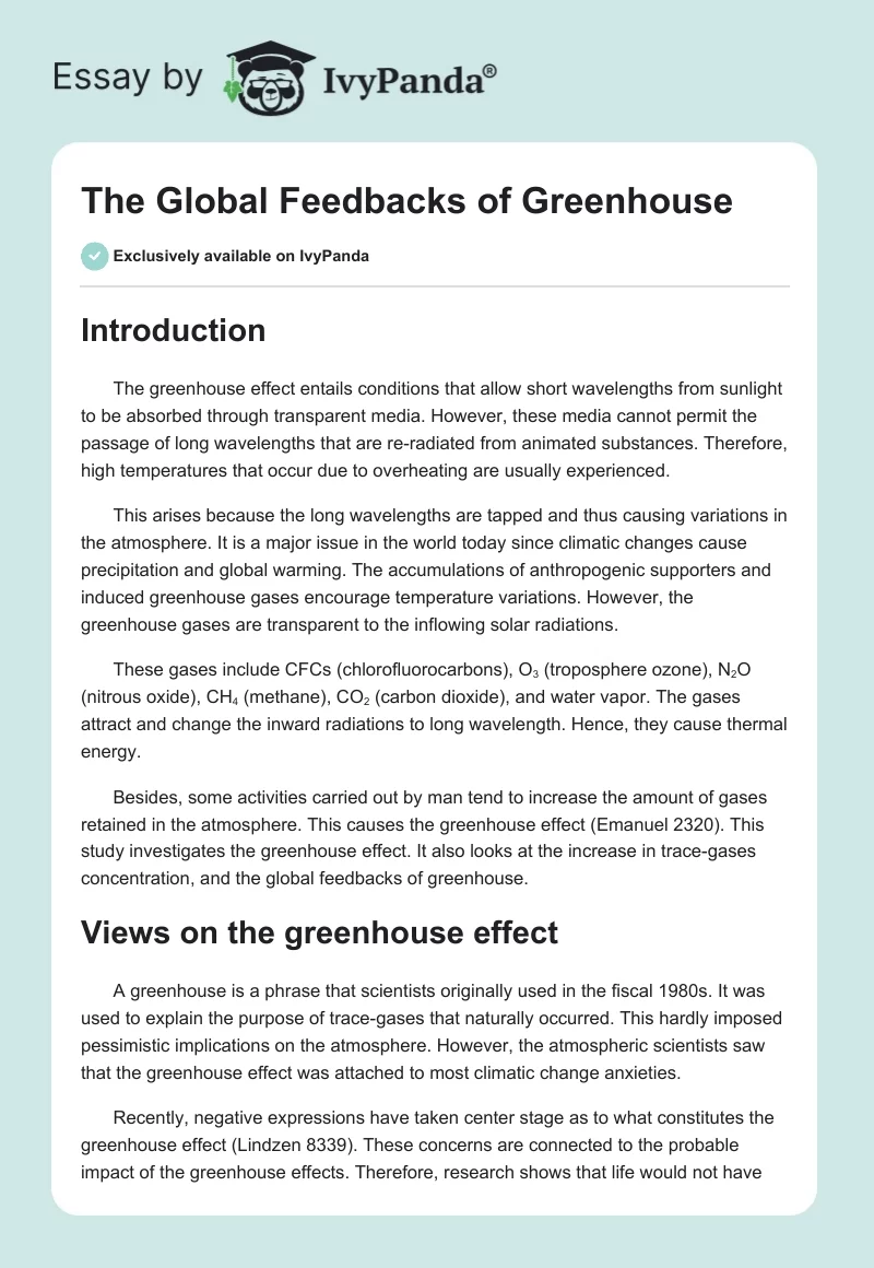 The Global Feedbacks of Greenhouse. Page 1