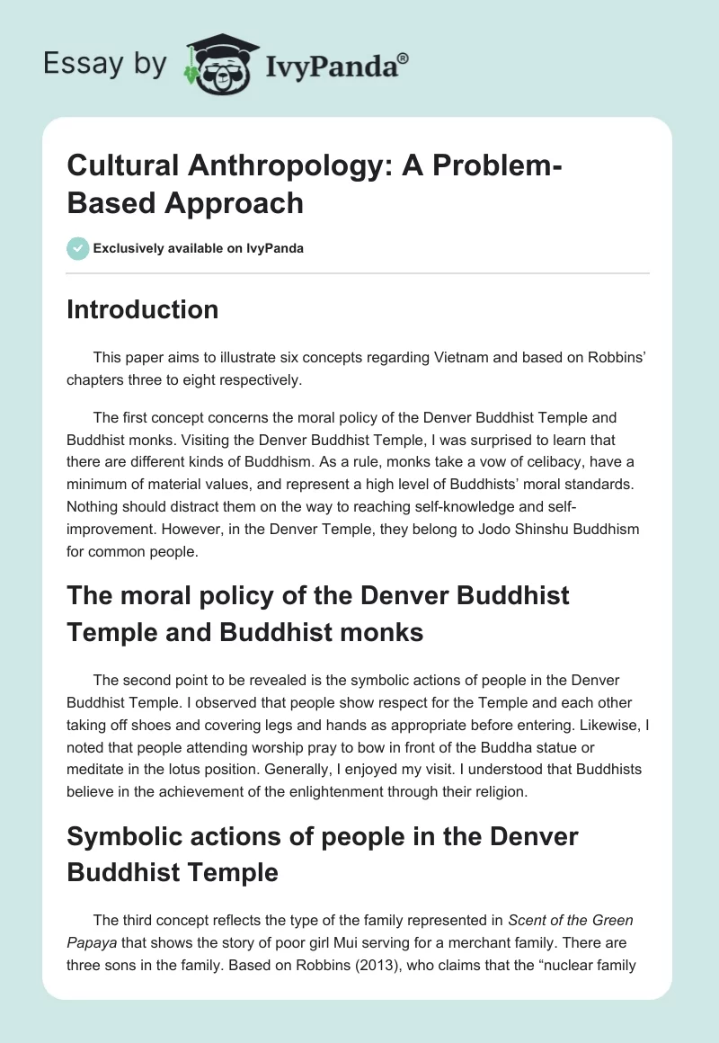 Cultural Anthropology: A Problem-Based Approach. Page 1