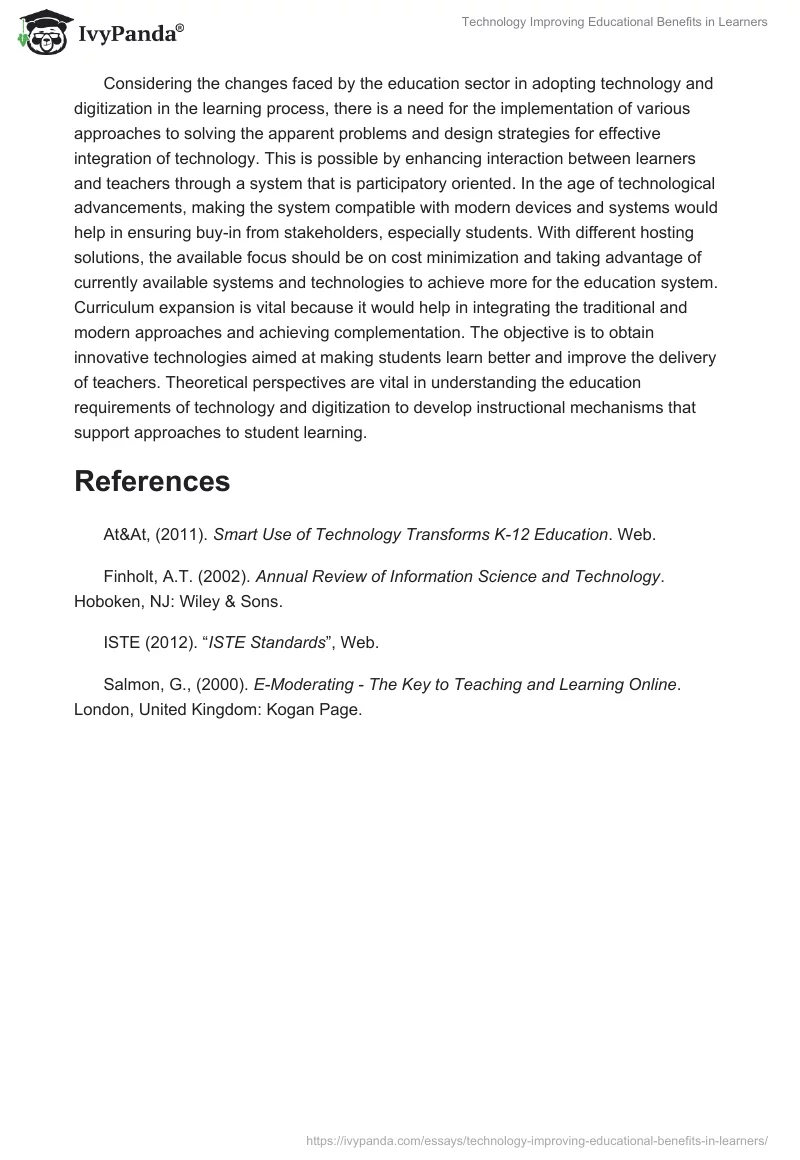 Technology Improving Educational Benefits in Learners. Page 3