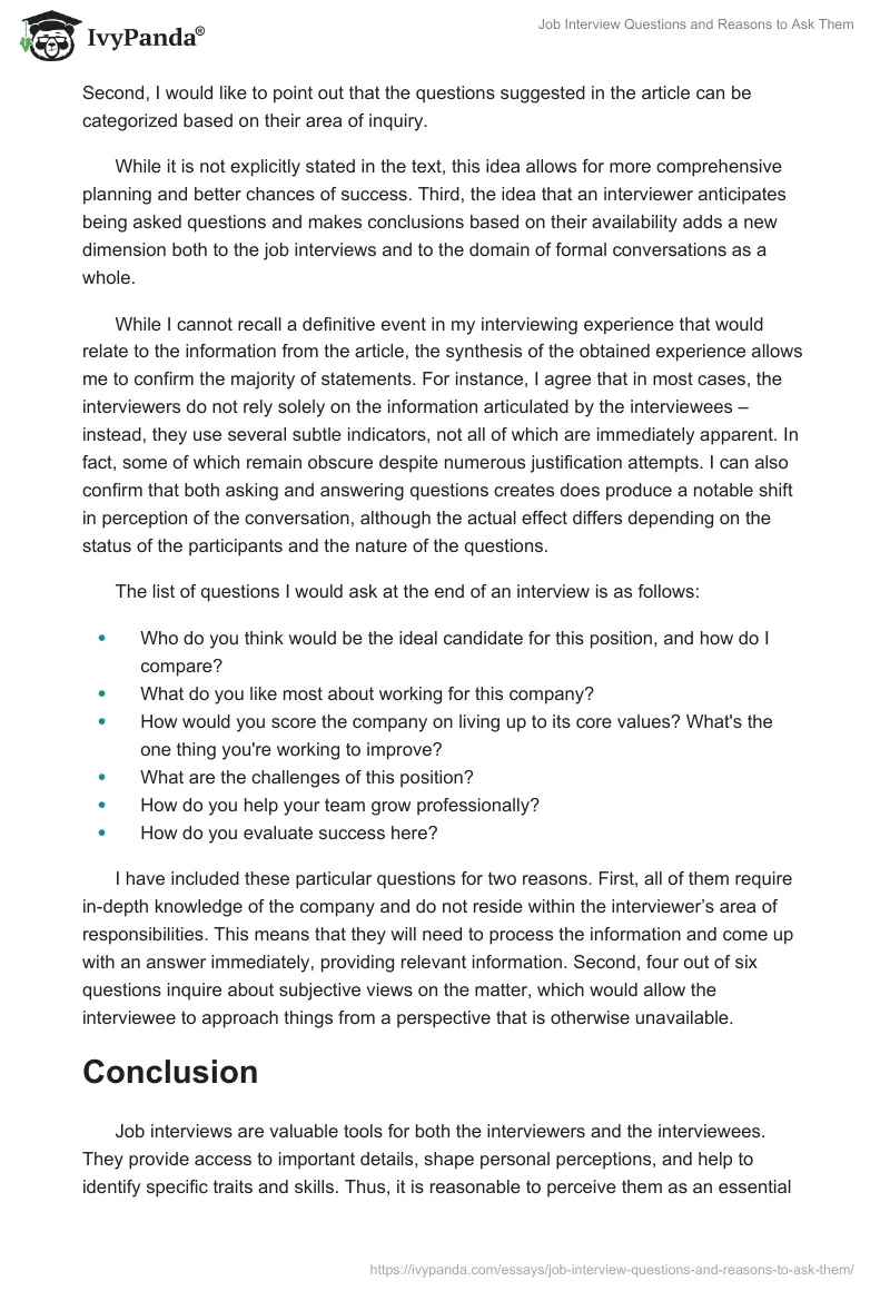Job Interview Questions and Reasons to Ask Them. Page 2