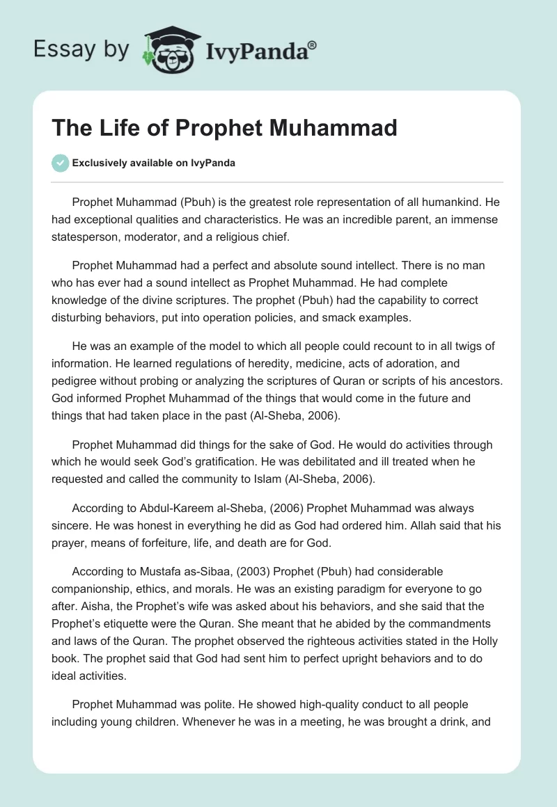 The Life of Prophet Muhammad. Page 1