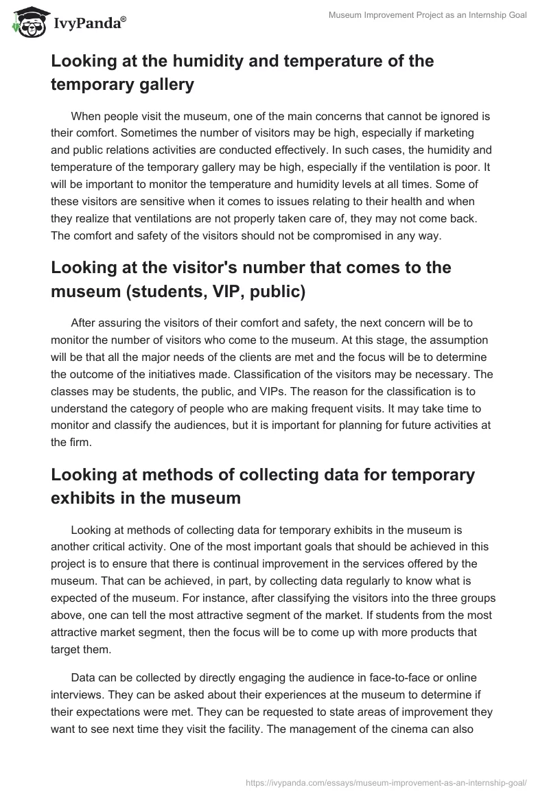 Museum Improvement Project as an Internship Goal. Page 5