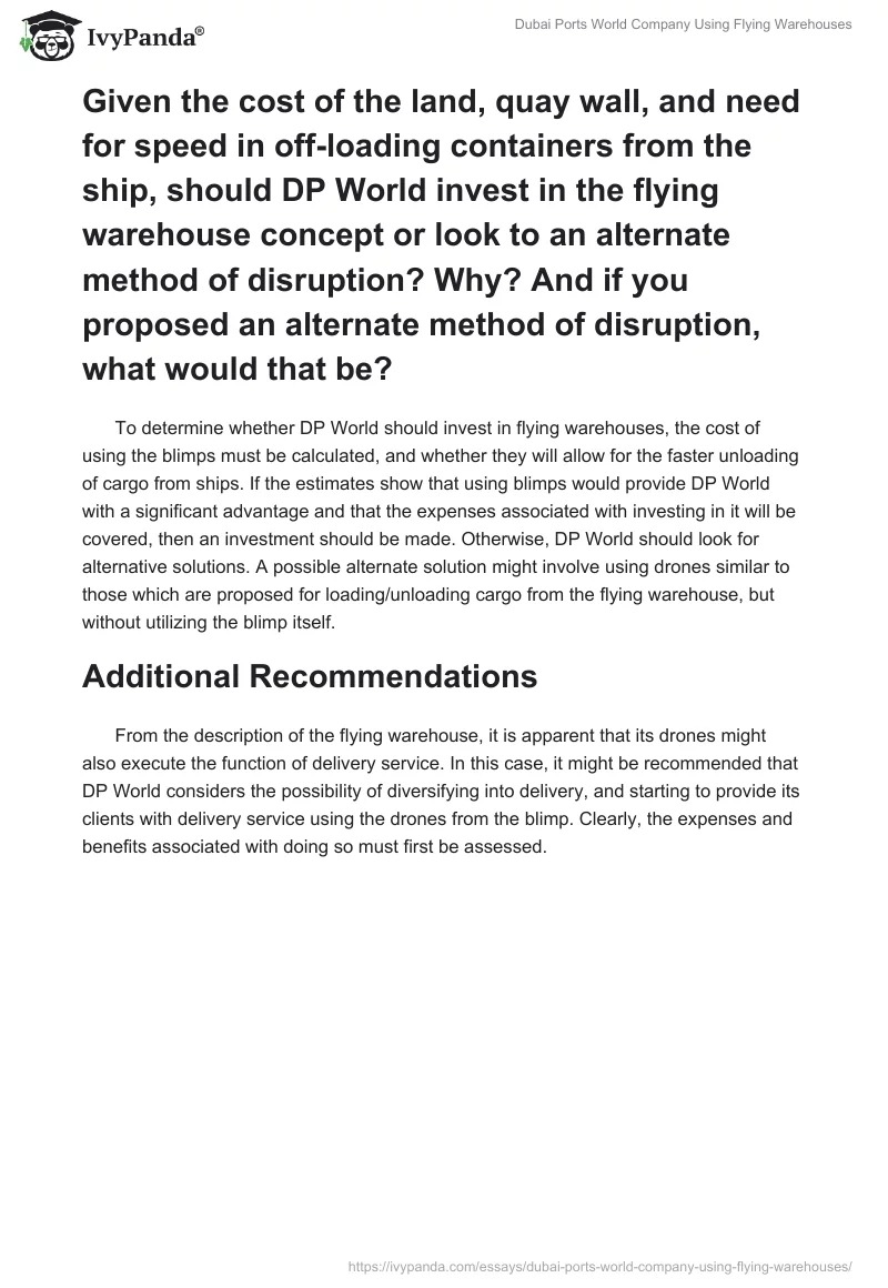 Amazon’s Flying Warehouse vs. DP World’s Operations. Page 4