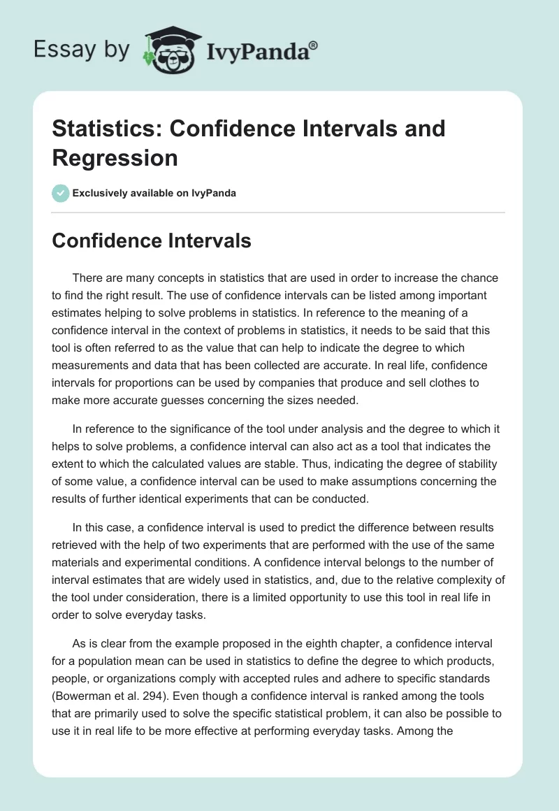 Statistics: Confidence Intervals and Regression. Page 1
