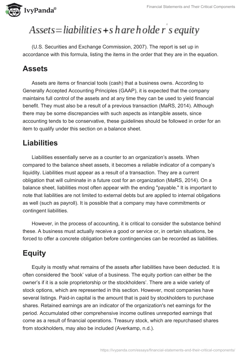 Financial Statements and Their Critical Components. Page 2