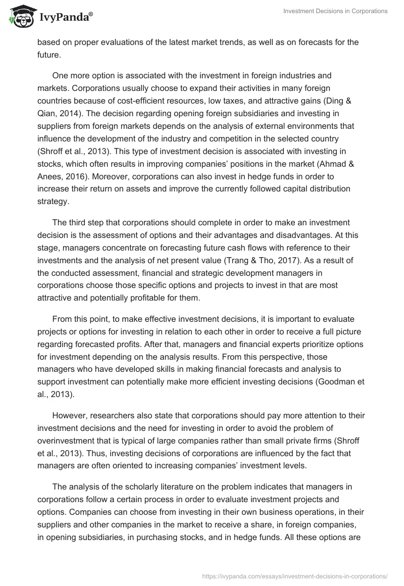 Investment Decisions in Corporations. Page 2