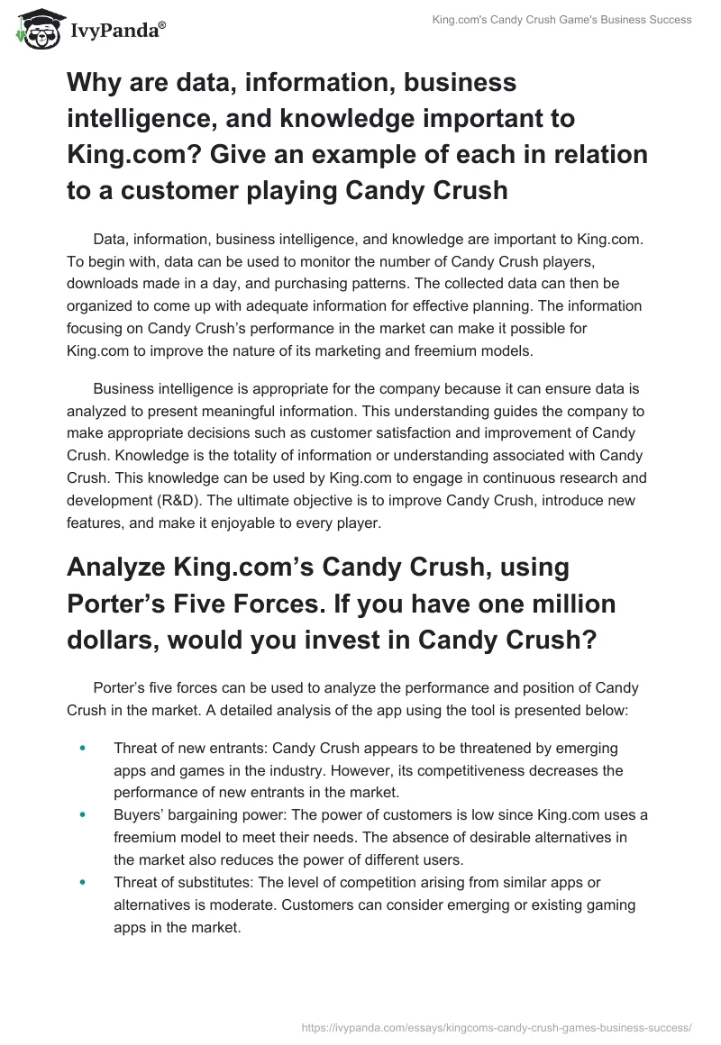 King.com's Candy Crush Game's Business Success. Page 2