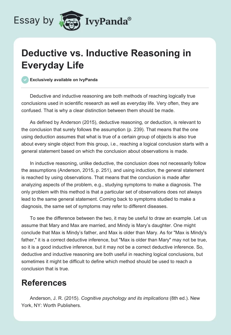 Deductive vs. Inductive Reasoning in Everyday Life. Page 1