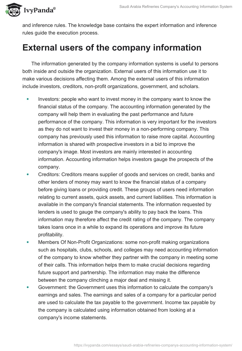 Saudi Arabia Refineries Company's Accounting Information System. Page 5