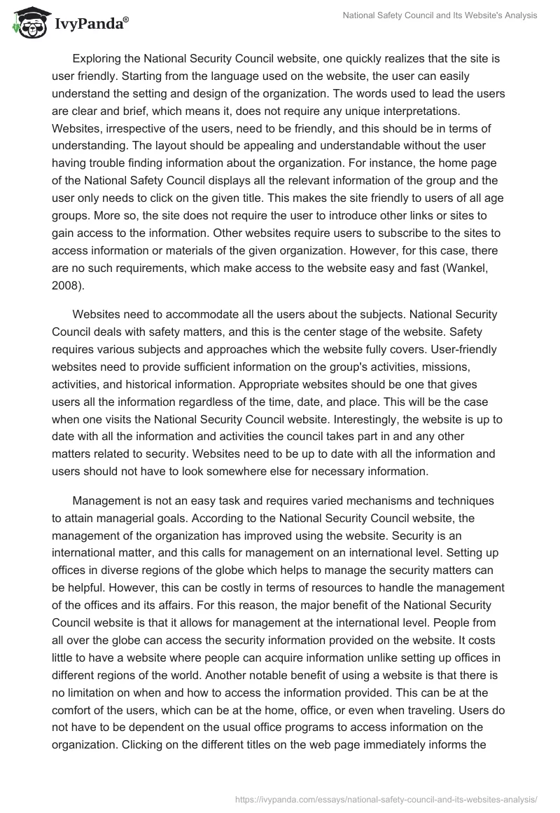 National Safety Council and Its Website's Analysis. Page 3