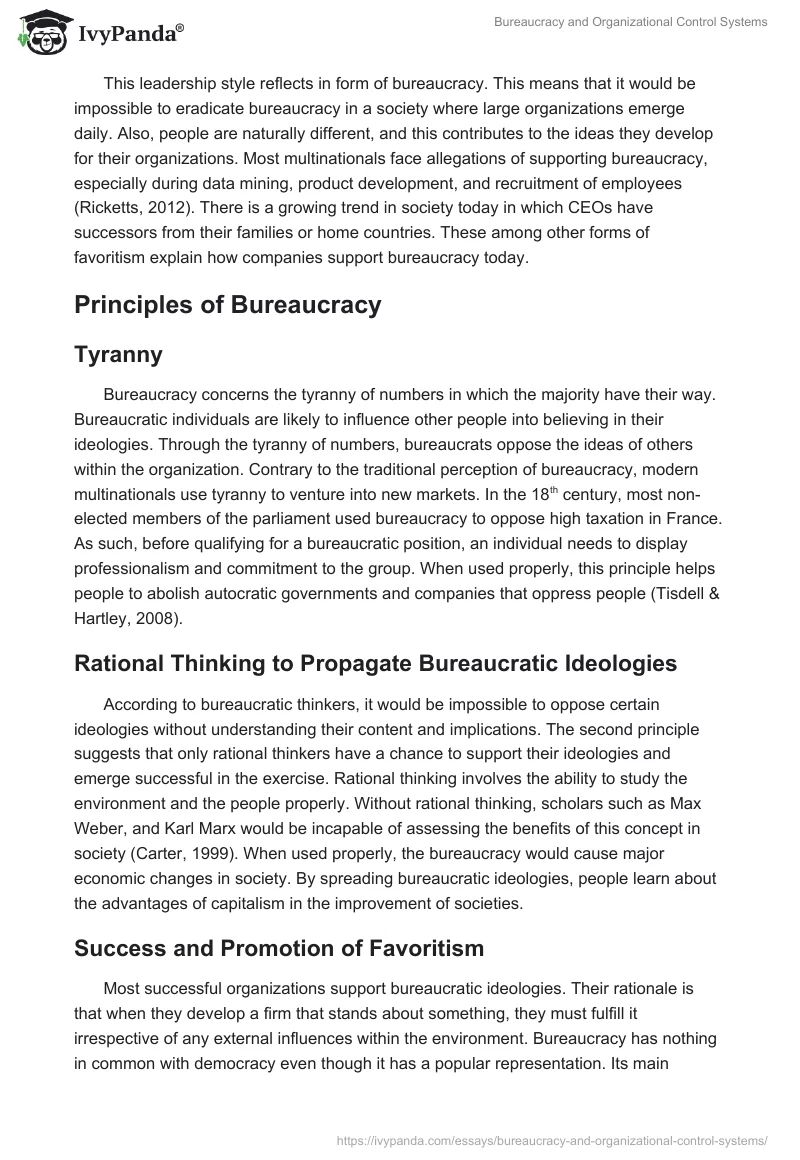 Bureaucracy and Organizational Control Systems. Page 2