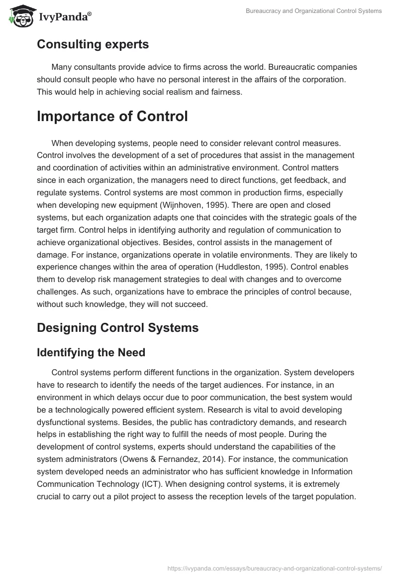 Bureaucracy and Organizational Control Systems. Page 4