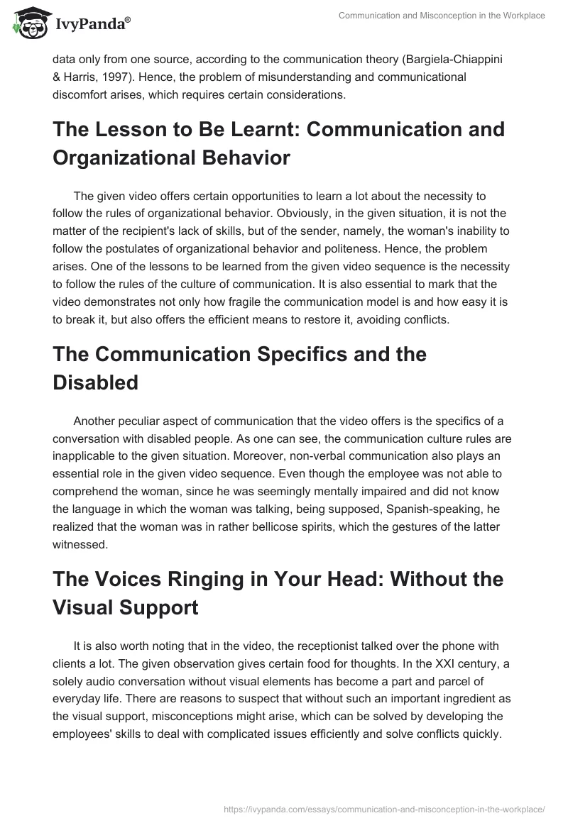 Communication and Misconception in the Workplace. Page 2