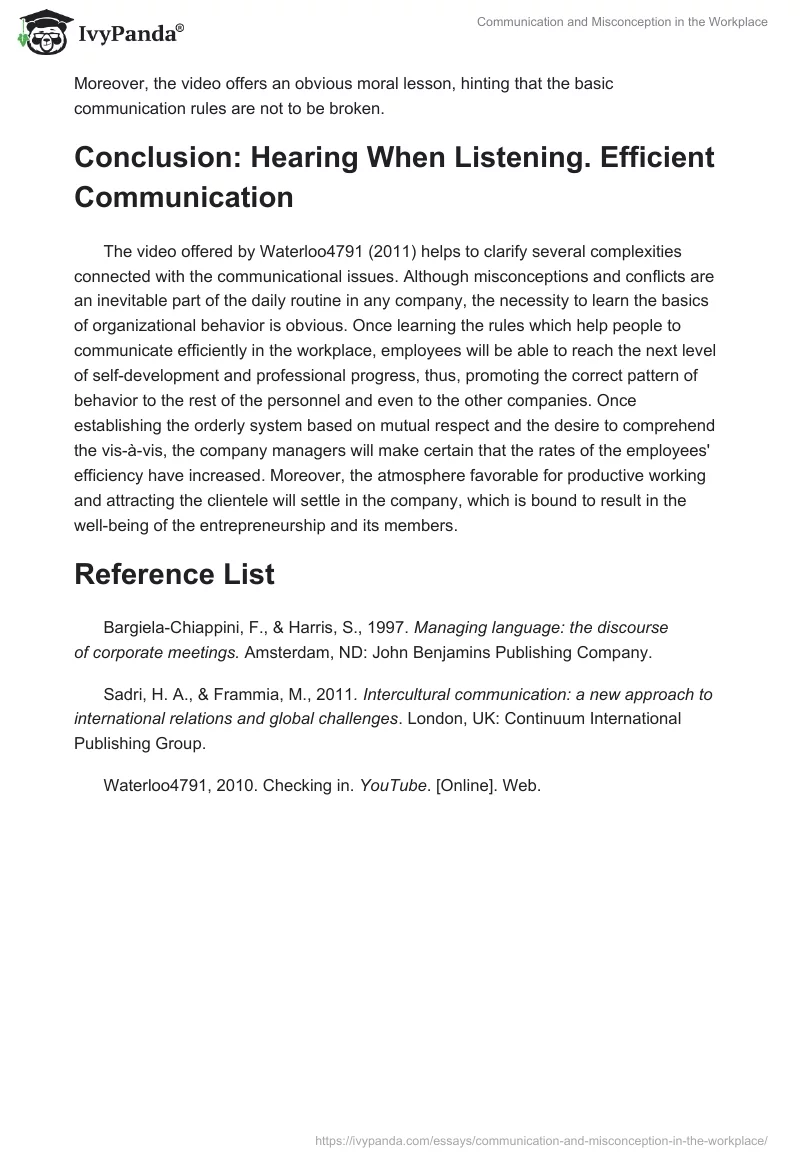 Communication and Misconception in the Workplace. Page 3