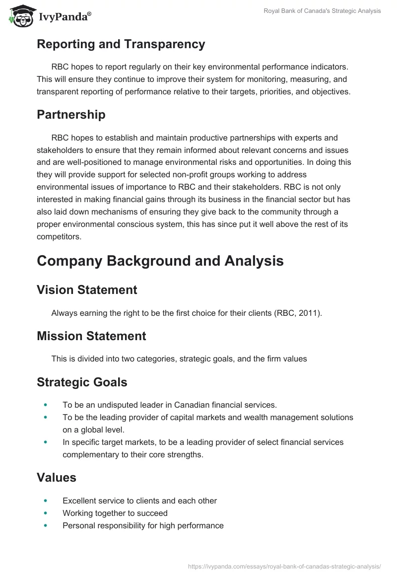 Royal Bank of Canada's Strategic Analysis. Page 3
