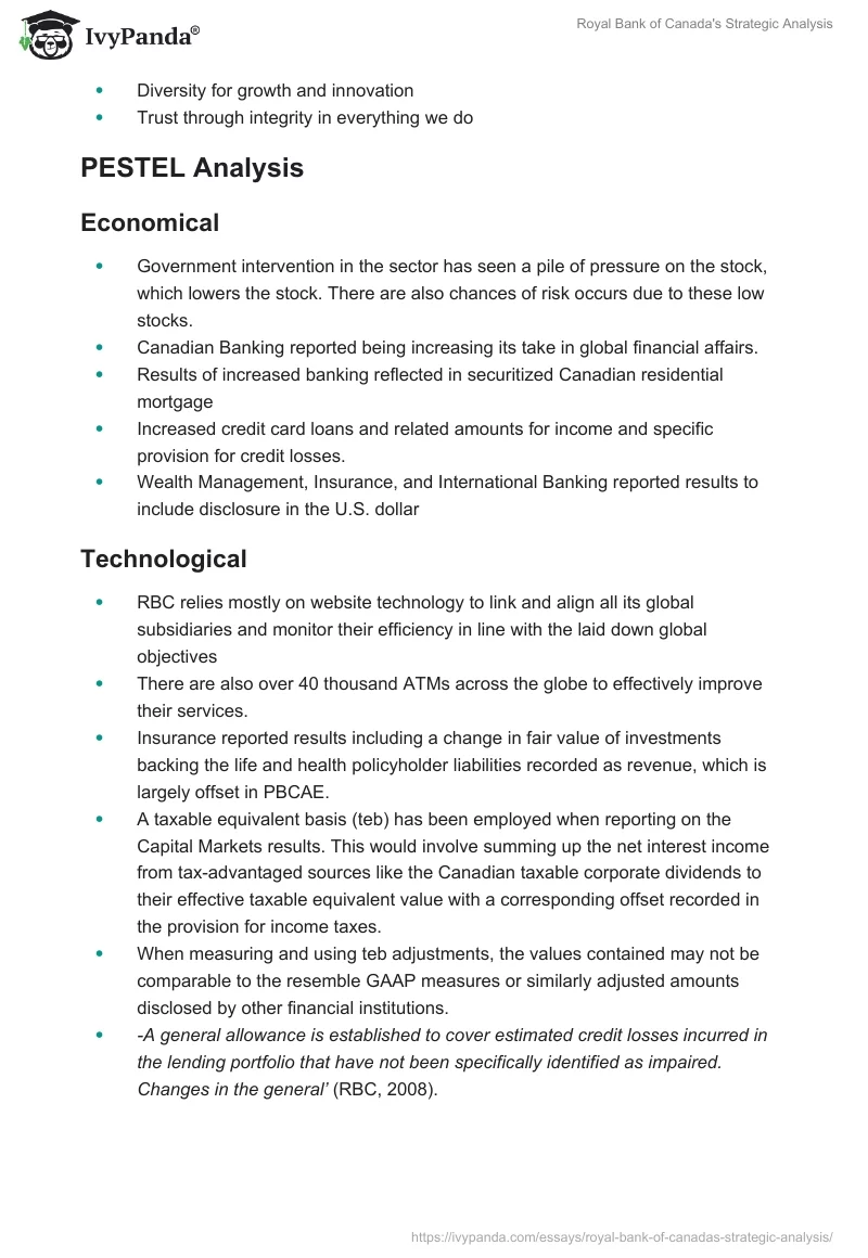 Royal Bank of Canada's Strategic Analysis. Page 4