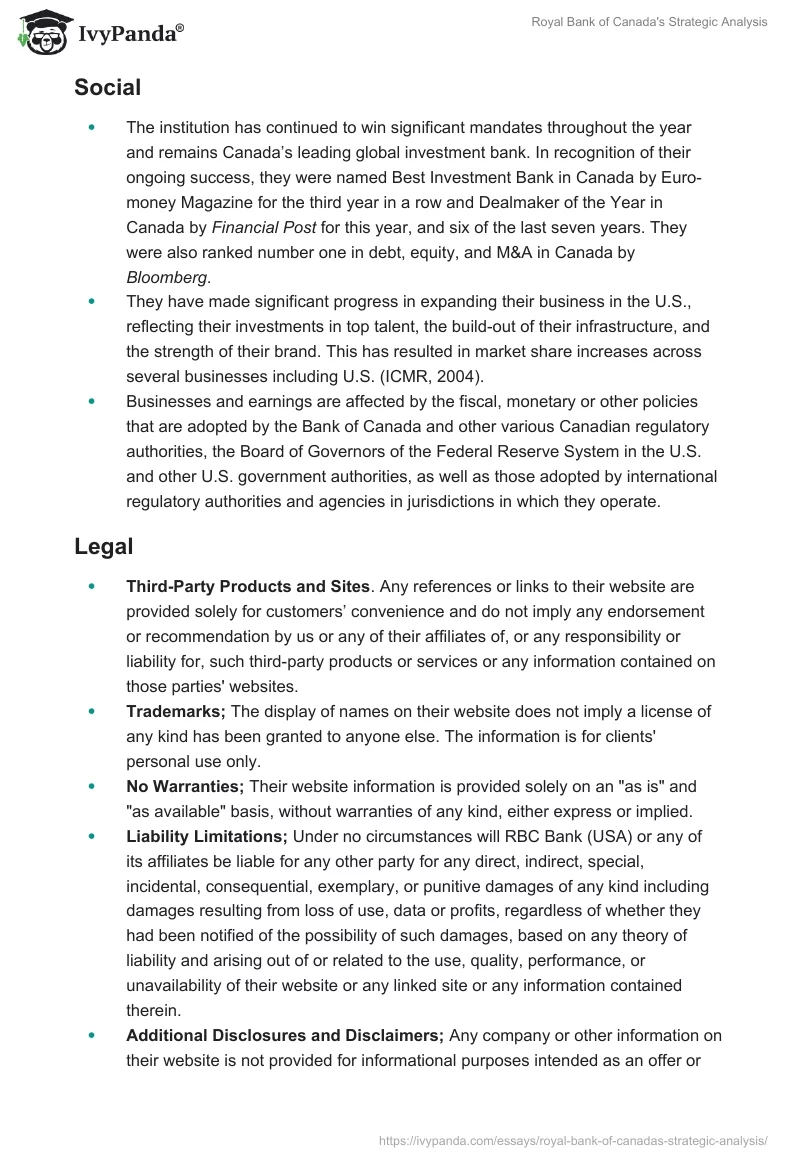 Royal Bank of Canada's Strategic Analysis. Page 5