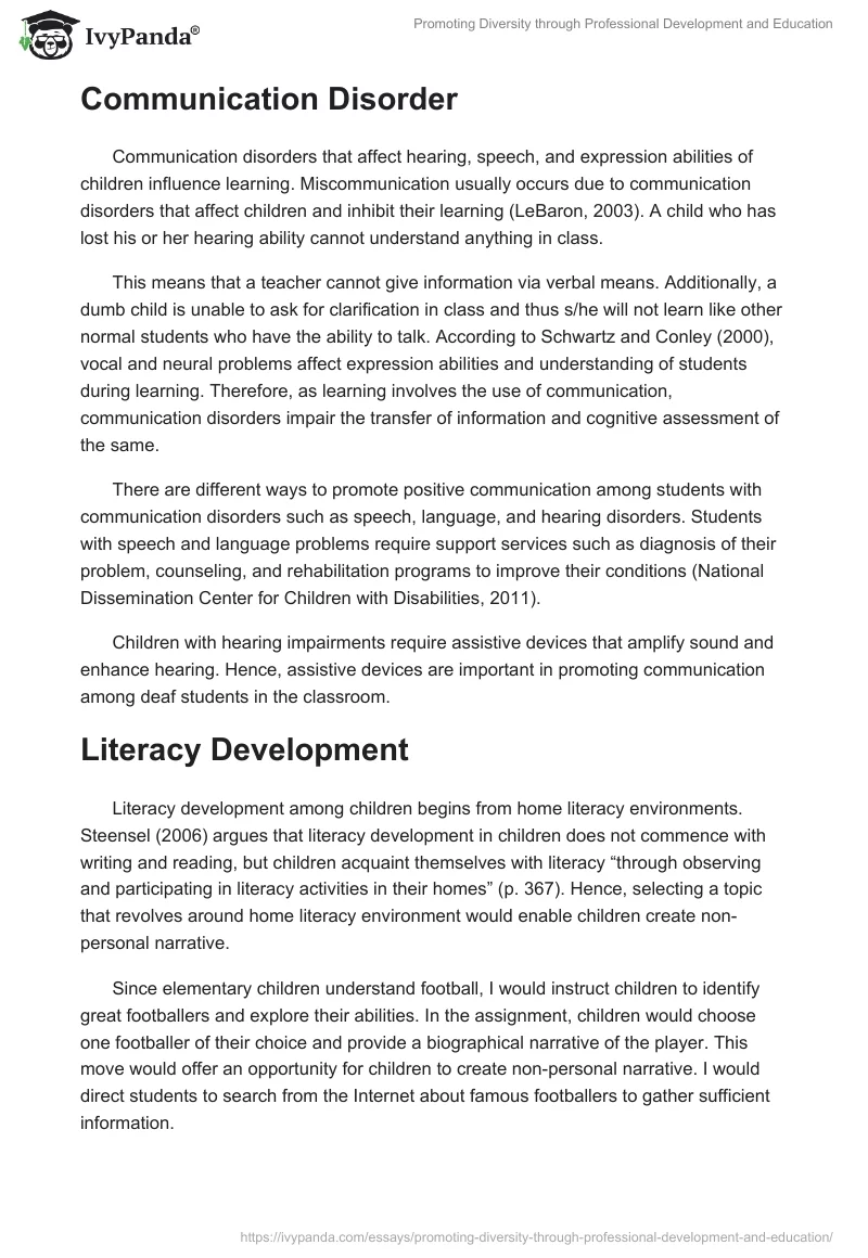 Promoting Diversity through Professional Development and Education. Page 5